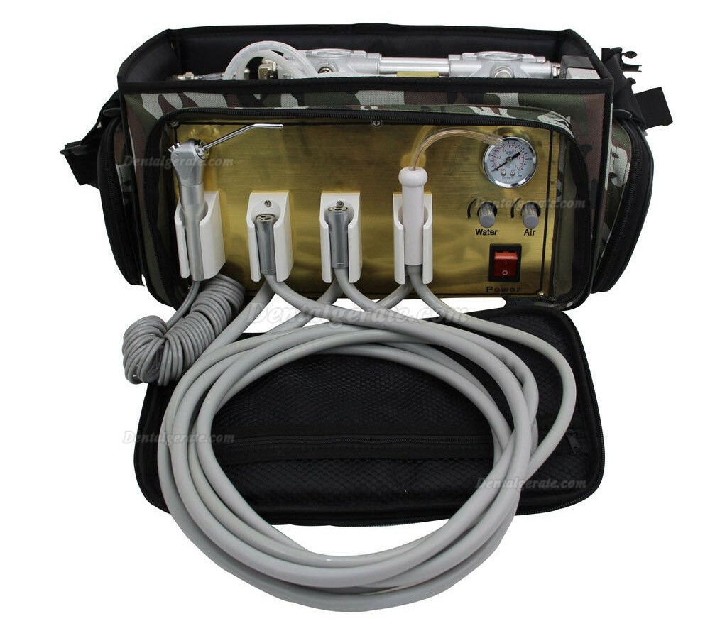 BEST Rucksack Tragbare Dental Turbine Einheit +Luftkompressor +Saug +Triplex Spritze